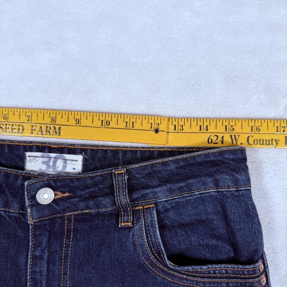 We The Free Blue Denim Button Fly Jeans Women's Size 30 Frayed Hem Wide Leg - Picture 5 of 8